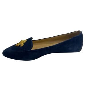Talbots Francesca Driving Flat Blue Suede Navy Blue Leather Size 7 Nautical